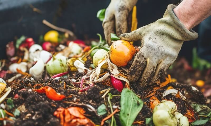 bahan dan sisa makanan yang diubah menjadi kompos organik